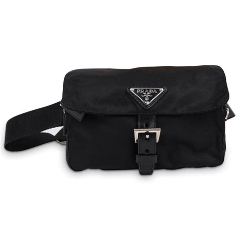 prada belt bag black nylon tessuto waist bag 2vl005|Prada Marsupio Tessuto Nylon Triangle Logo Black .